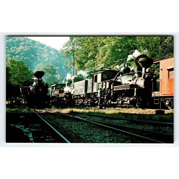 Cass Scenic Railroad Steam Engines at Machine Shop Vintage Postcard - Picture 1 of 2
